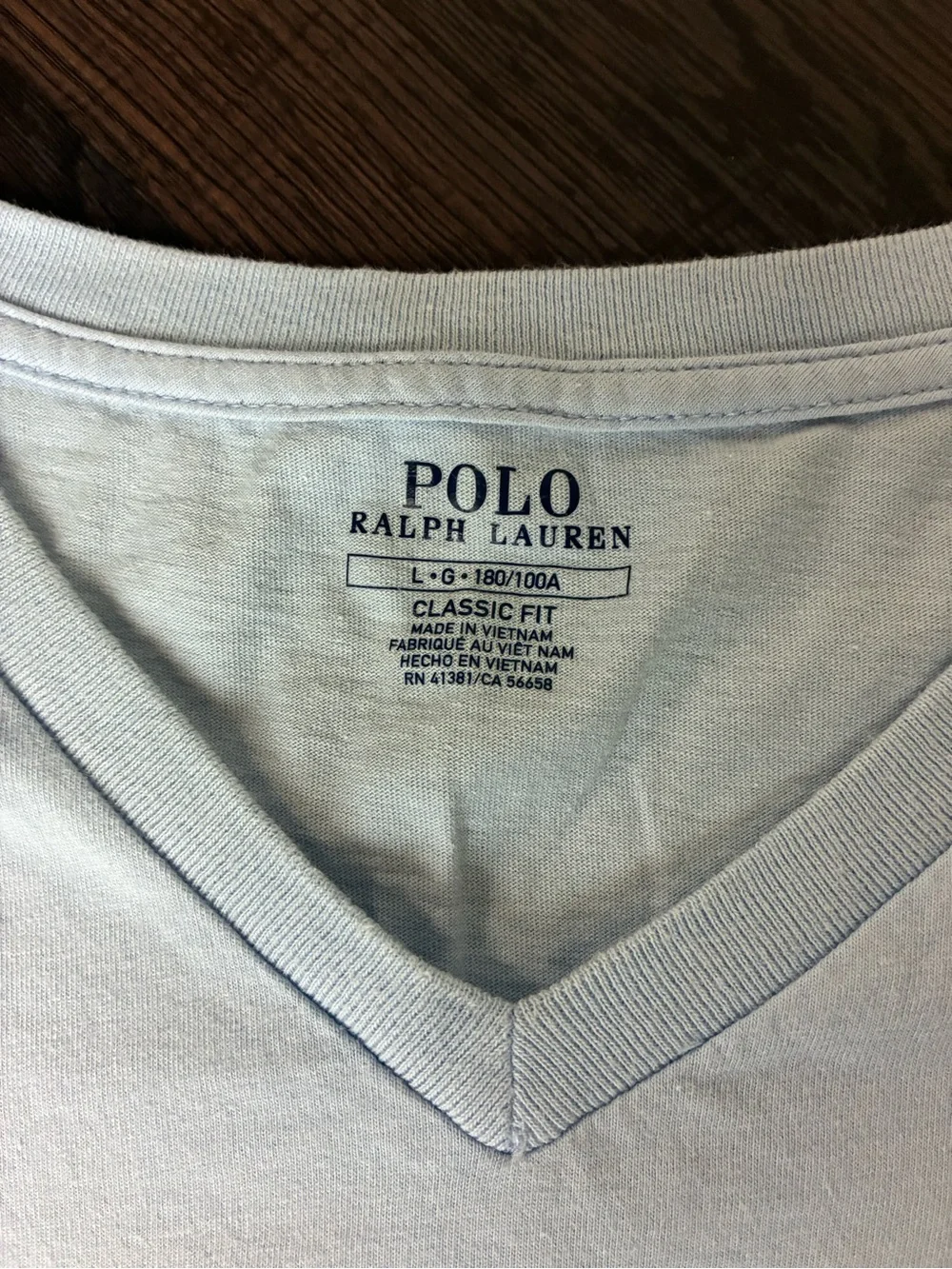 Polo by Ralph Lauren Light Blue V-Neck Pocket Logo Tee (L)